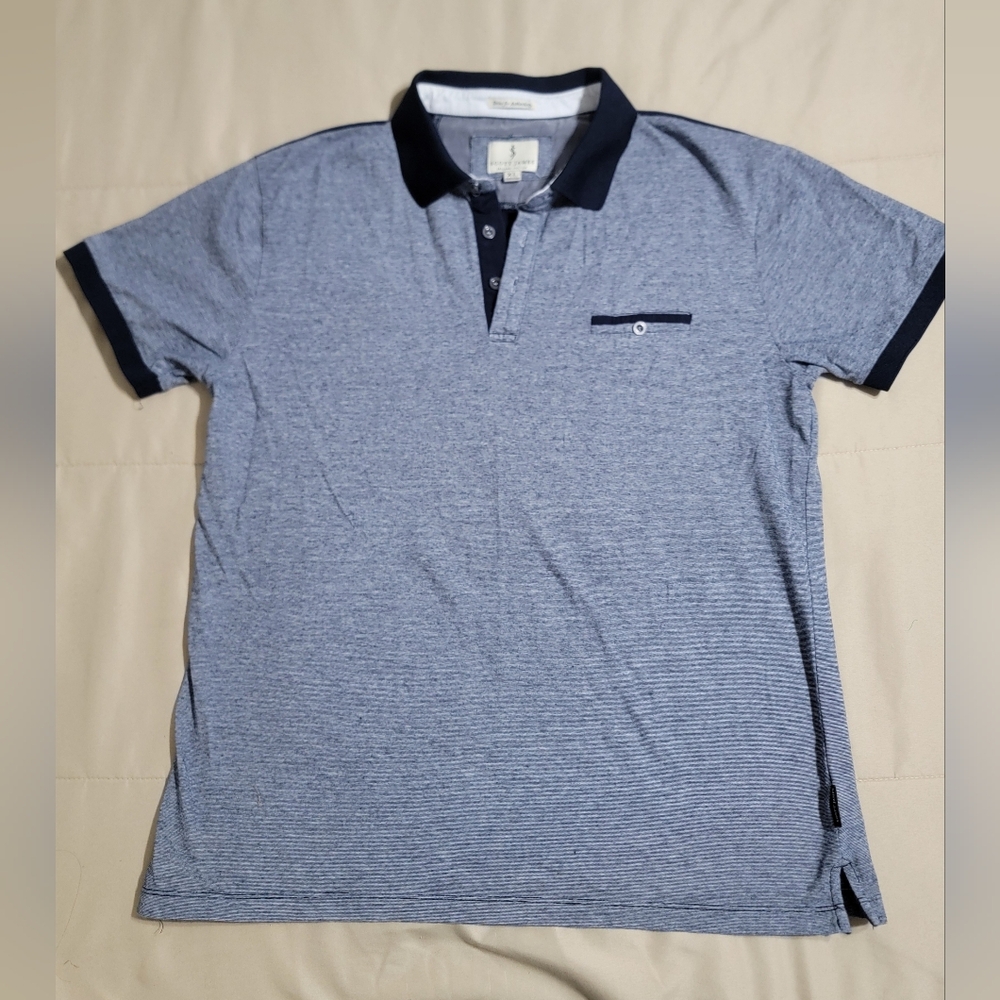 Scott James Navy Blue & Heather Polo Shirt - Size XL